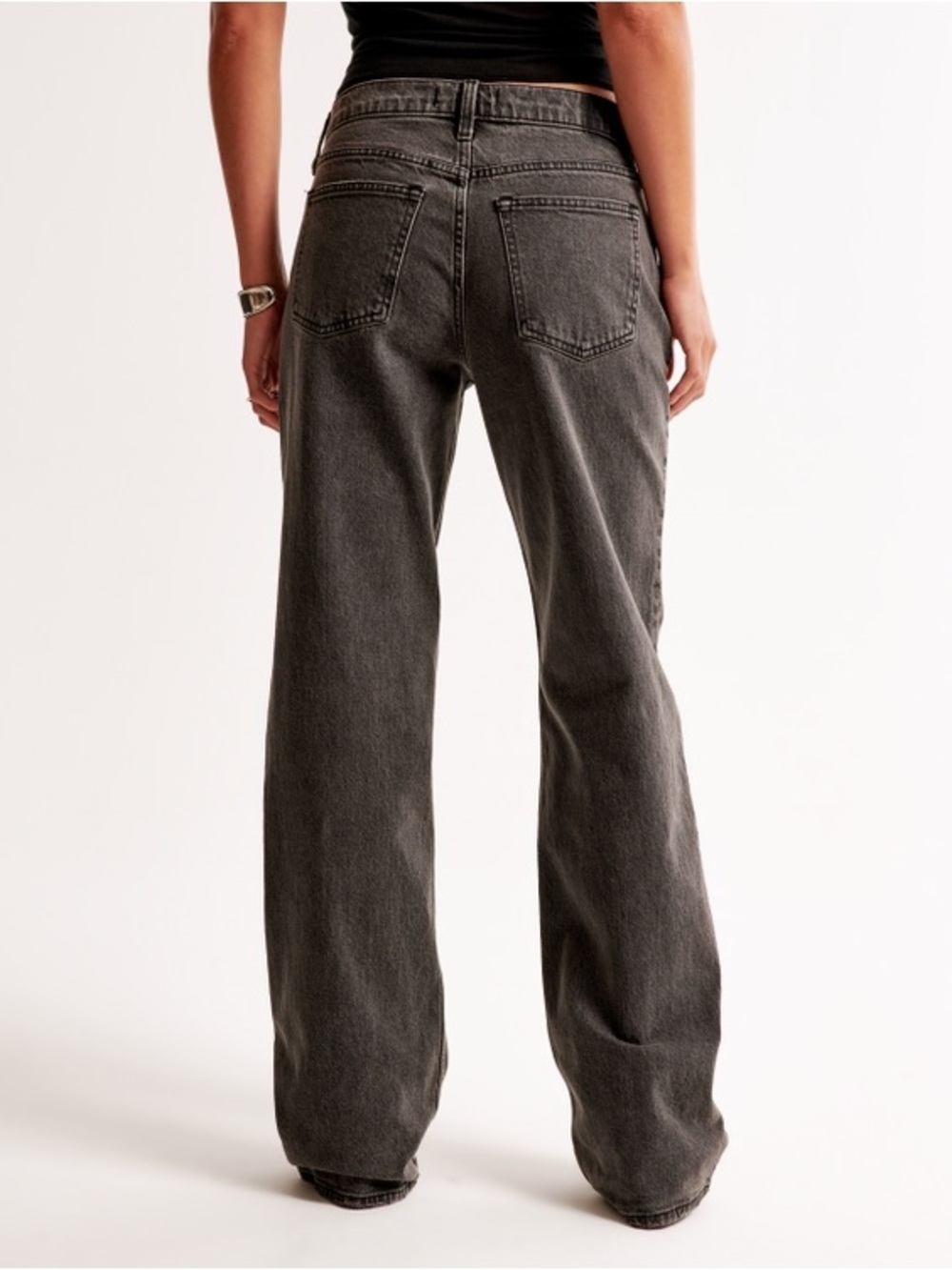 Abercrombie & Fitch Baggy Low Rise Jeans Gray Size 24 Short Distressed Hem - Picture 2 of 12